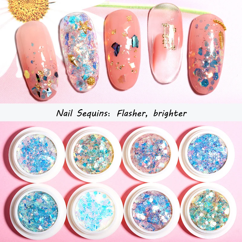 

Аксессуары для дизайна ногтей в коробке, Goblin Eye, блестки с лазерным блеском, 8 видов стилей, накладки для ногтей, сделай сам, чехол для телефон...