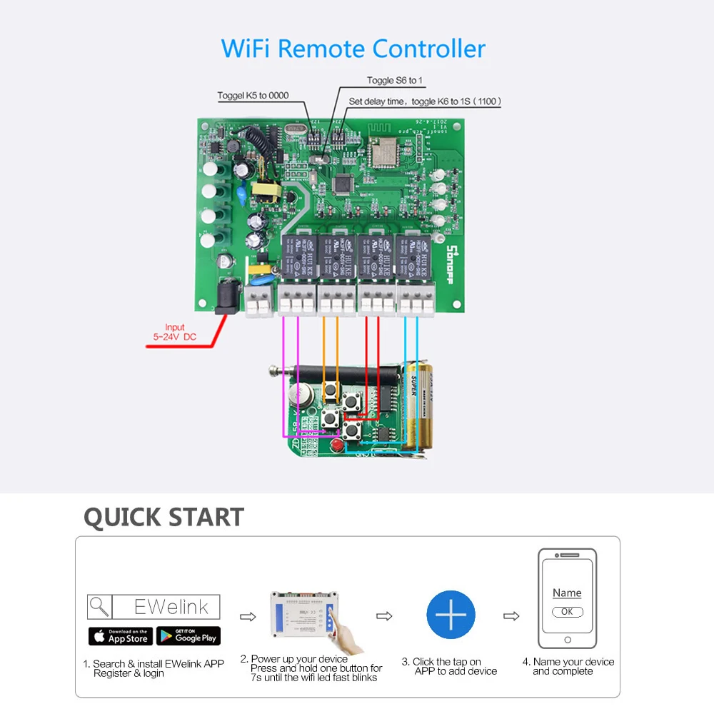 SONOFF РЧ мост/RFR3/Ifan03/4CH Pro r2 пульт дистанционного управления 433 МГц Wifi смарт-коммутатор eWelink поддержка DIY Google домашняя Автоматизация Alexa