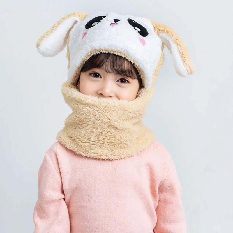 

Adult Kids Winter Fuzzy Plush Balaclava Hat Cartoon Panda Rabbit Animal Thick Windproof Full Cover Earflap Hood Cap Neck Warmer