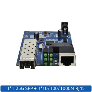 10/100/1000M Gigabit media converter 1 SFP 1 RJ45 gigabit optical fiber ethernet fiber optic Media Converter PCB