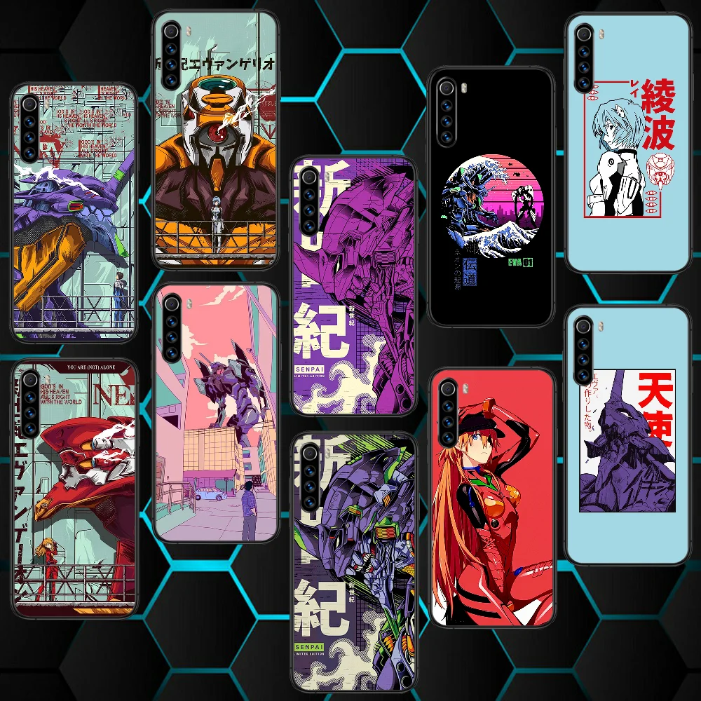 

Japan Anime EVANGELION Xiaomi Redmi Note 5 7 8 8T 9 9S 7 9A K30 Pro Ultra Max For Phone Case black Bumper Trend Etui Painting