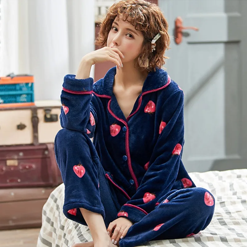 Женская бархатная Пижама кораллового цвета плотный теплый кардиган в Корейском