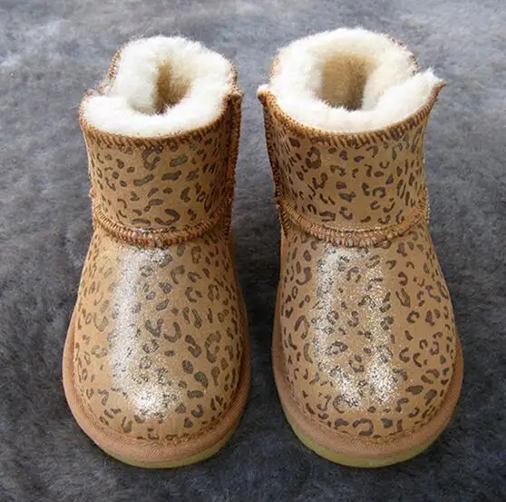 Baby Girls Snow Boots Winter Australia Warm Sheep Skin Leather Fur Baby Botas Waterproof Infant Boot Boys Bootie Shoes Non-slip - Цвет: H