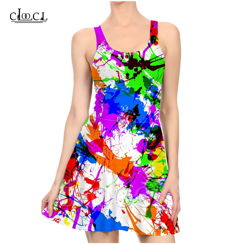 Женское разноцветное платье без рукавов CLOOCL Повседневные Вечерние платья с 3D