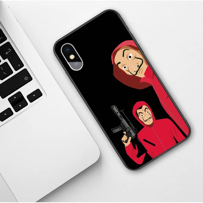 Чехлы La casa de papel для телефонов iPhone X 6 6S 7 8 Plus XR Xs Max 5 SE мягкий силиконовый черный