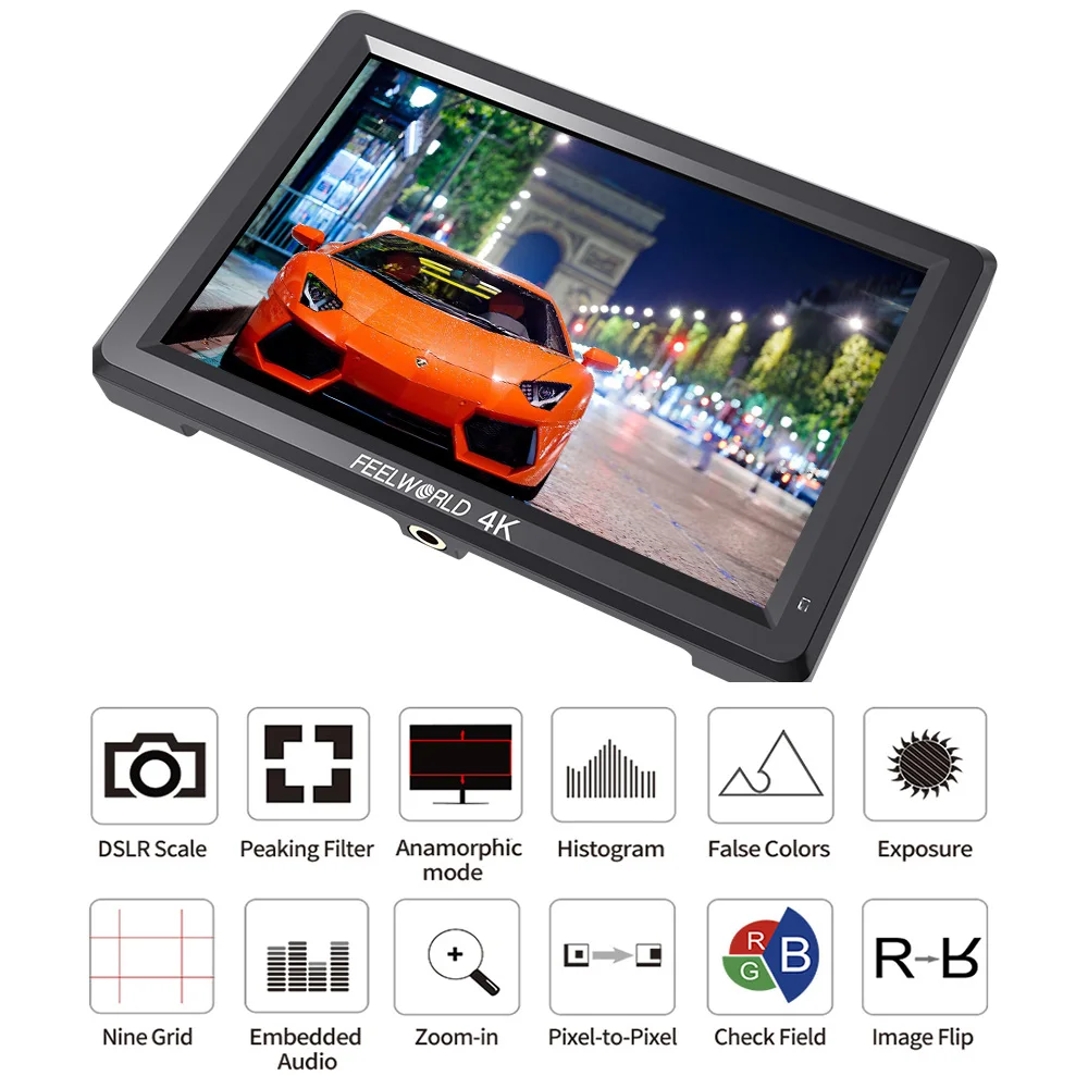 Billig Feelworld T756 7 Zoll Auf Kamera Feld Monitor DSLR 4K HDMI Full HD 1920x1200 LCD IPS Bildschirm Tragbare Externe Display Für Nikon