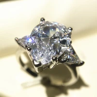 hoyon 1 carat vs2 diamond ring for women 14k white gold color anillos wedding bizuteria white topaz gemstone dainty cirle ring