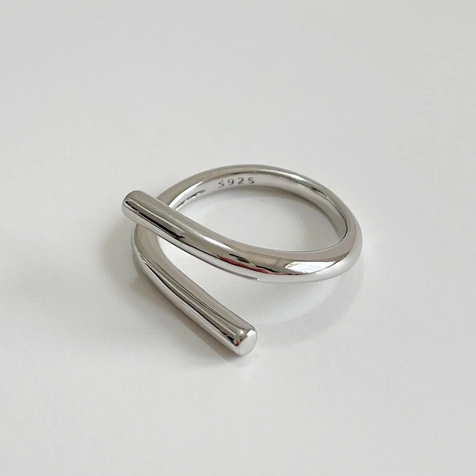 

Новое минималистичное кольцо из настоящего серебра 925 пробы с геометрической линией для женщин, модное женское кольцо, Изящные Ювелирные из...