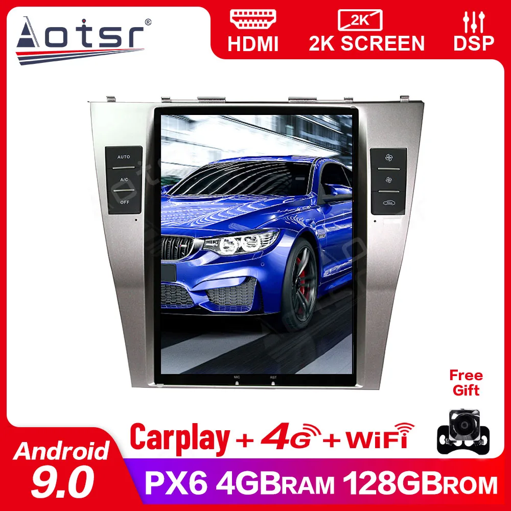 Автомобильный мультимедийный плеер с сенсорным экраном в стиле Tesla Android 9 0 для Toyota