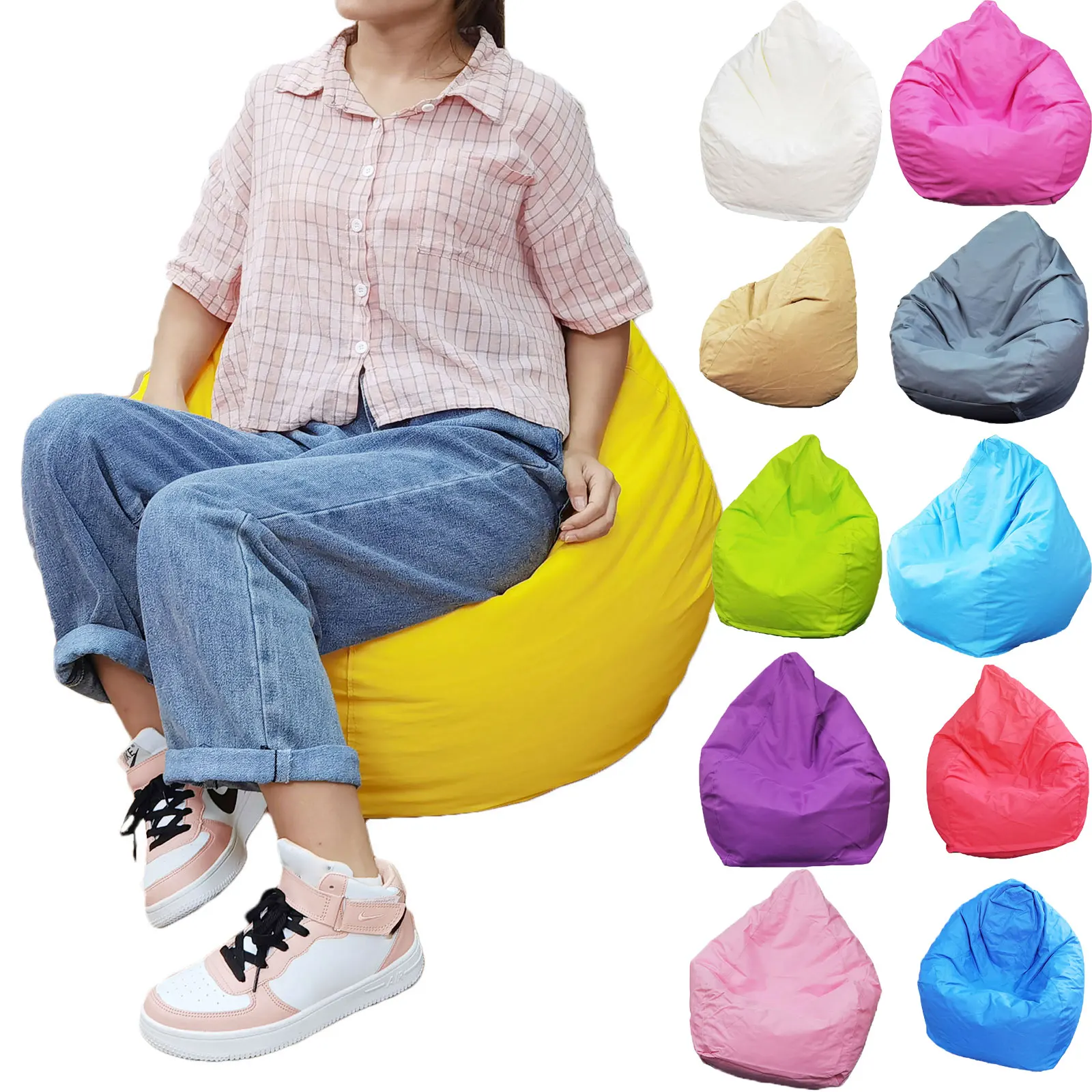 Мешок фасоли покрытия без наполнителя однотонные Цвет мягкая удобная ленивый