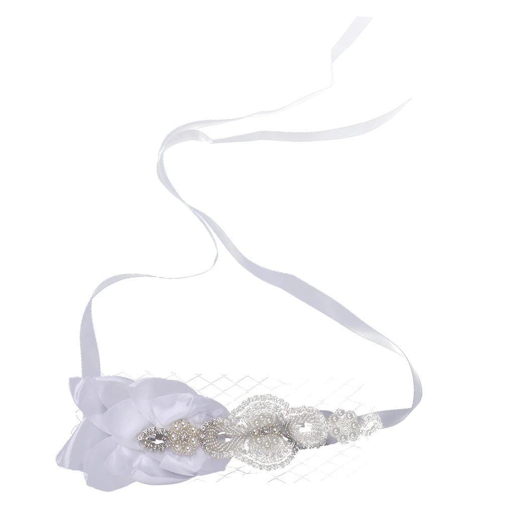 Ободок для волос со стразами белая сетчатая повязка на голову с блестящими