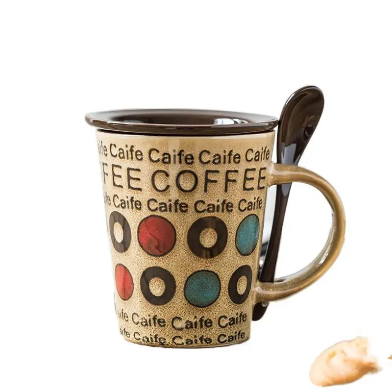 

Japanese simple coffee cup household water cup with spoon