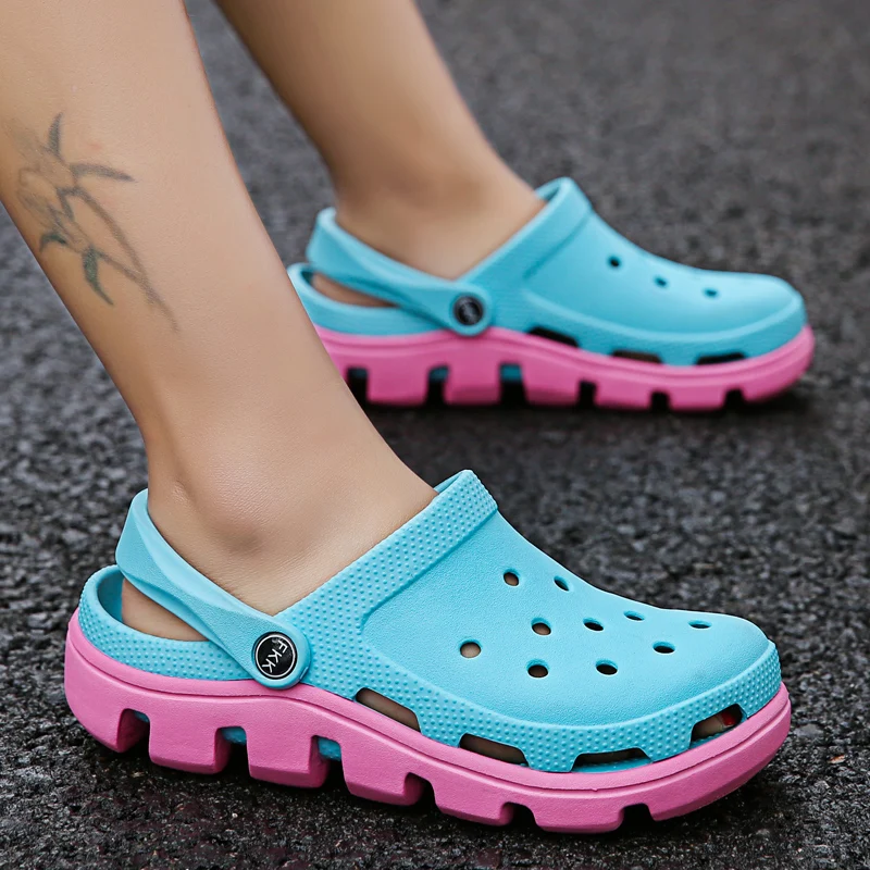 

Brand Big Size 35-49 Croc Men Black Garden Casual Aqua Clogs Hot Male Band Sandals Summer Slides Beach Swimming Shoes