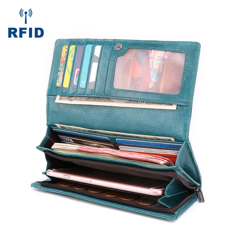 

Wallet Women Genuine Leather Card Holder Wallets Female Zipper Clutch Ladies Purses with Coin Pocket Women's Wallet Money Bag