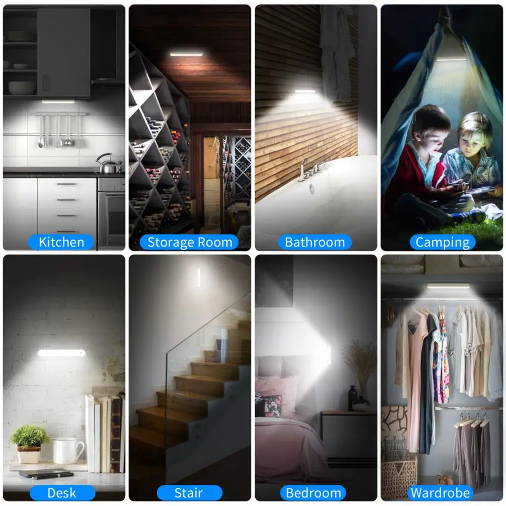 Night Light Wireless Motion Sensor USB Rechargeable LED Lamp Smart Backlight for Cabinets Kitchen Bedroom | Освещение