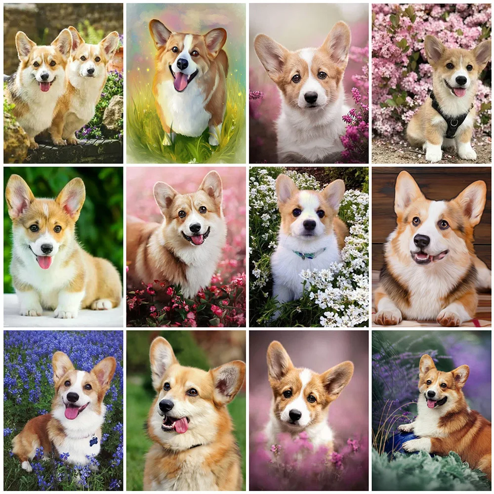 

5D DIY Diamond Painting Dog Sale Diamond Embroidery Animal Diamond Mosaic Flower Craft Kit Home Decoration