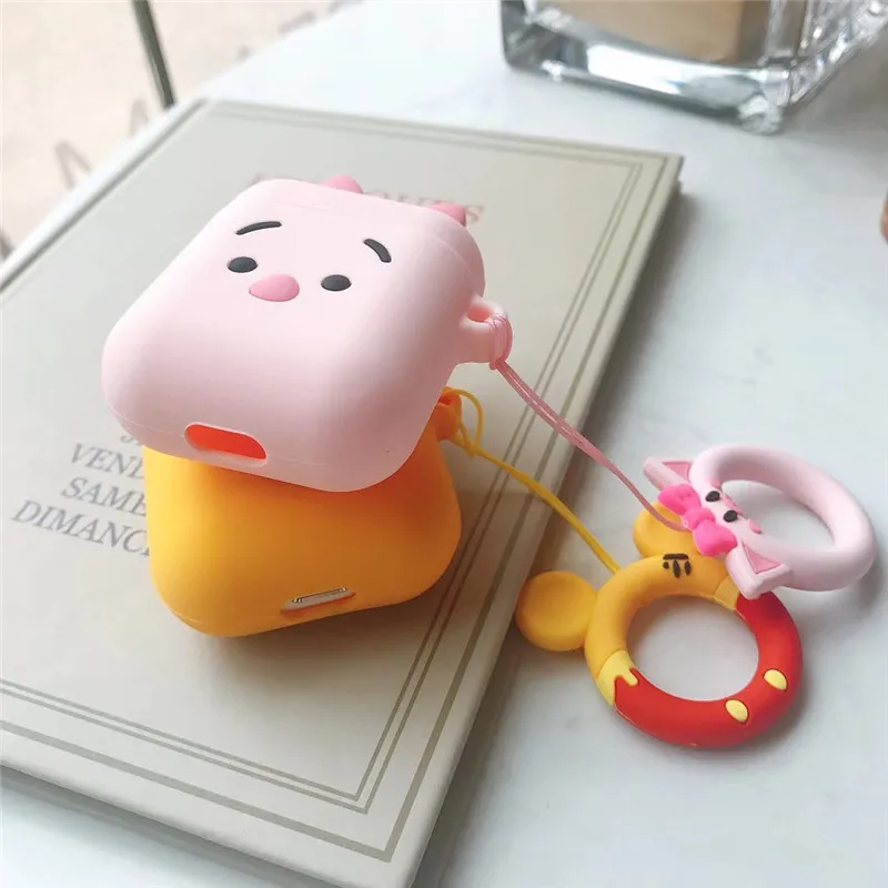 Для Apple AirPods 3D милый мультяшный поросенок Earpods чехол для Airpods 2 Winnie Bear беспроводные наушники гарнитура защитный чехол