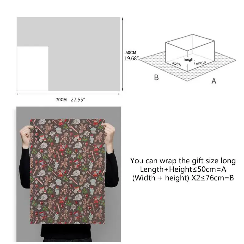

6 Sheets 50x70cm Gift Wrapping Paper Present DIY Packing Wraps for Xmas Party Christmas Festival