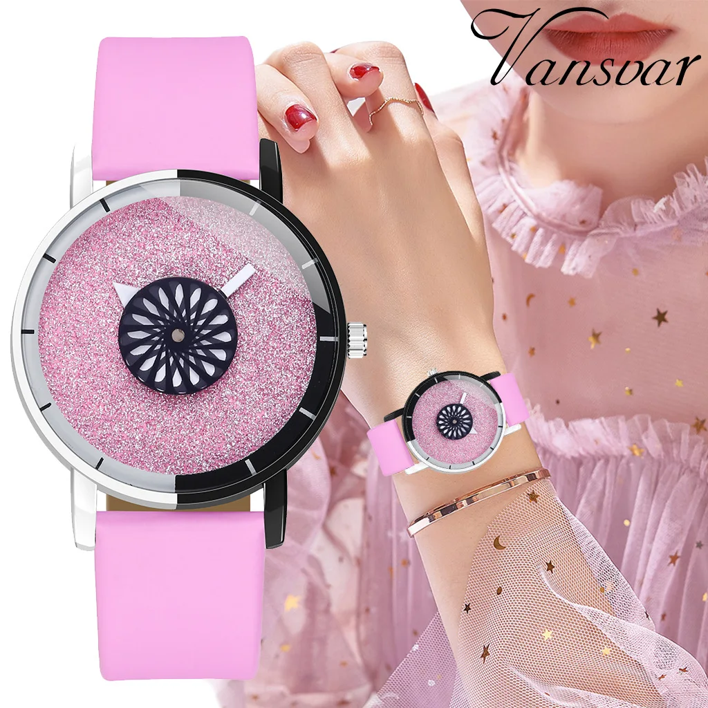 

Fashion Female Wrist Watch Pink Leather Strap Creative Frosted Dial Ladies Quartz Watch For Women Relogio Feminino Horloge Clock