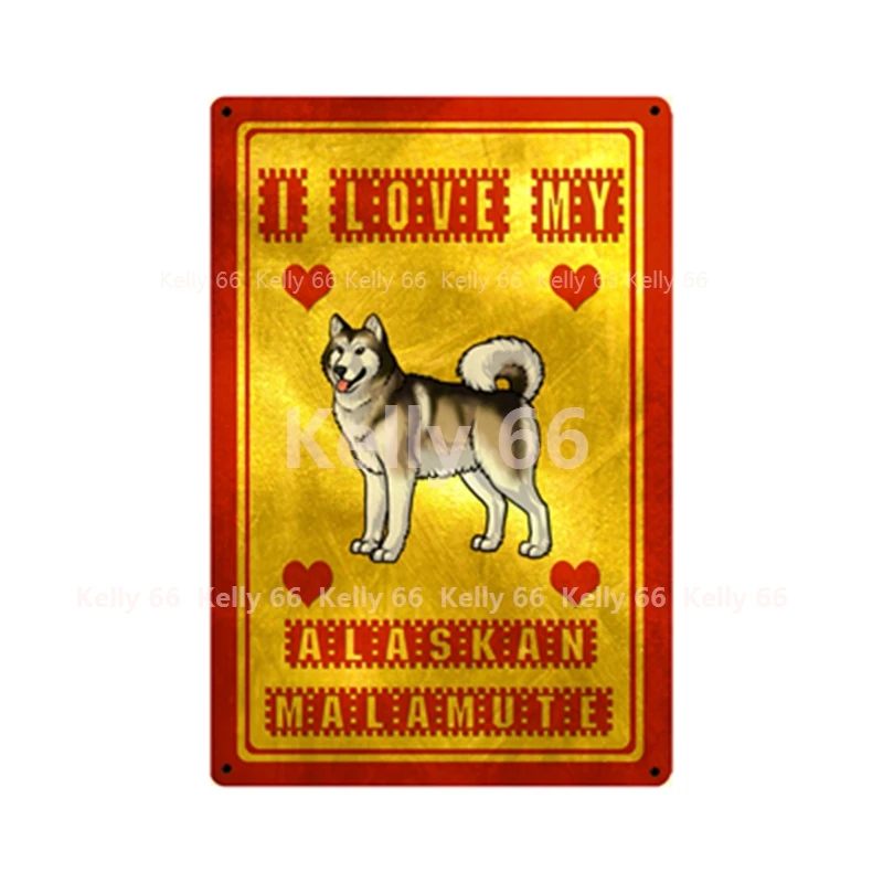 [Kelly66] Pet I Love My Dogs Бретань самоид Хаски немецкий овчаг металлический знак домашний