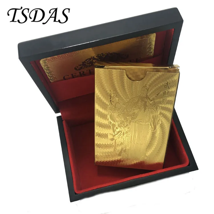 Золотые игральные карты с узором у форчуна (китайский Бог) покер из золотой