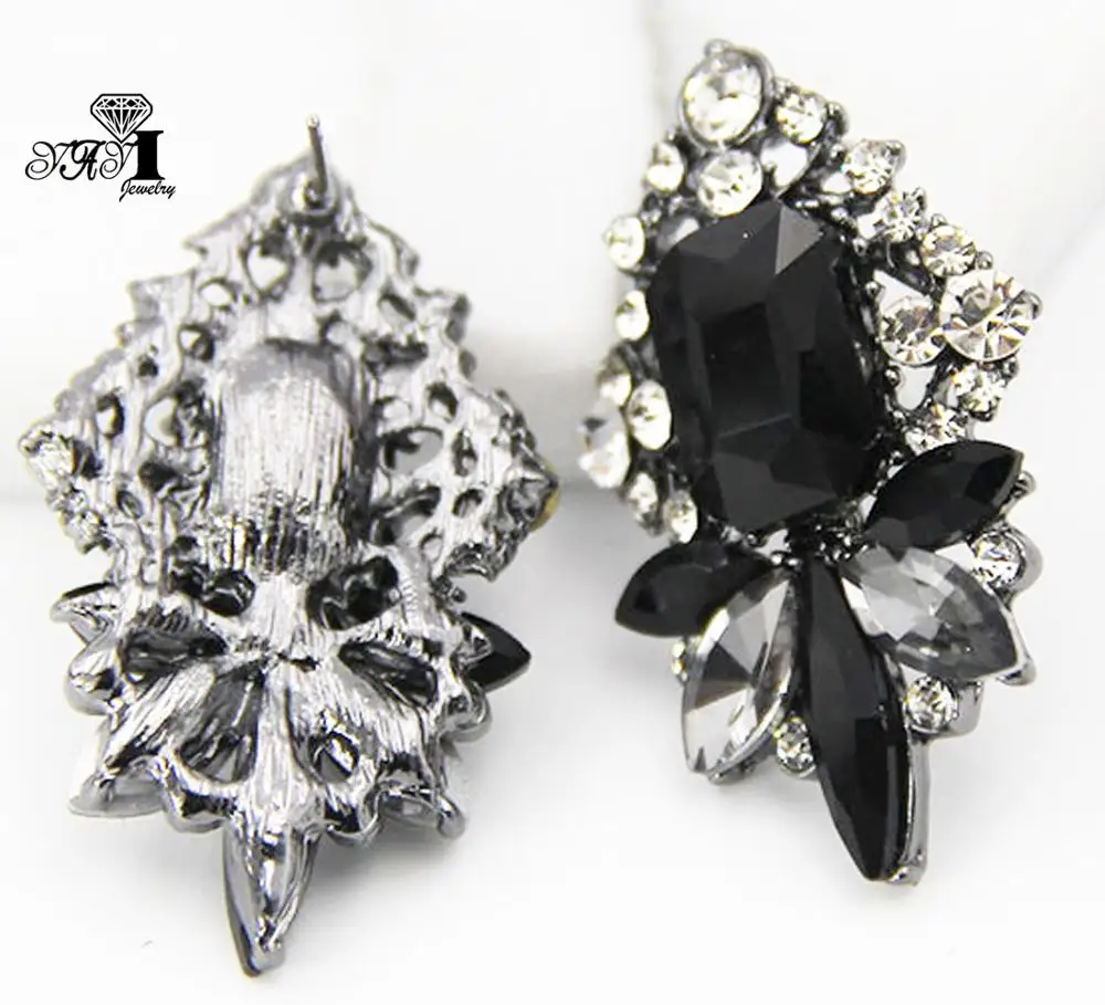 

YaYI Jewelry Fashion Princess Cut Colorful Glass Gun black Color long Ear Earrings wedding Party tassel Pierced Earrings Gifts