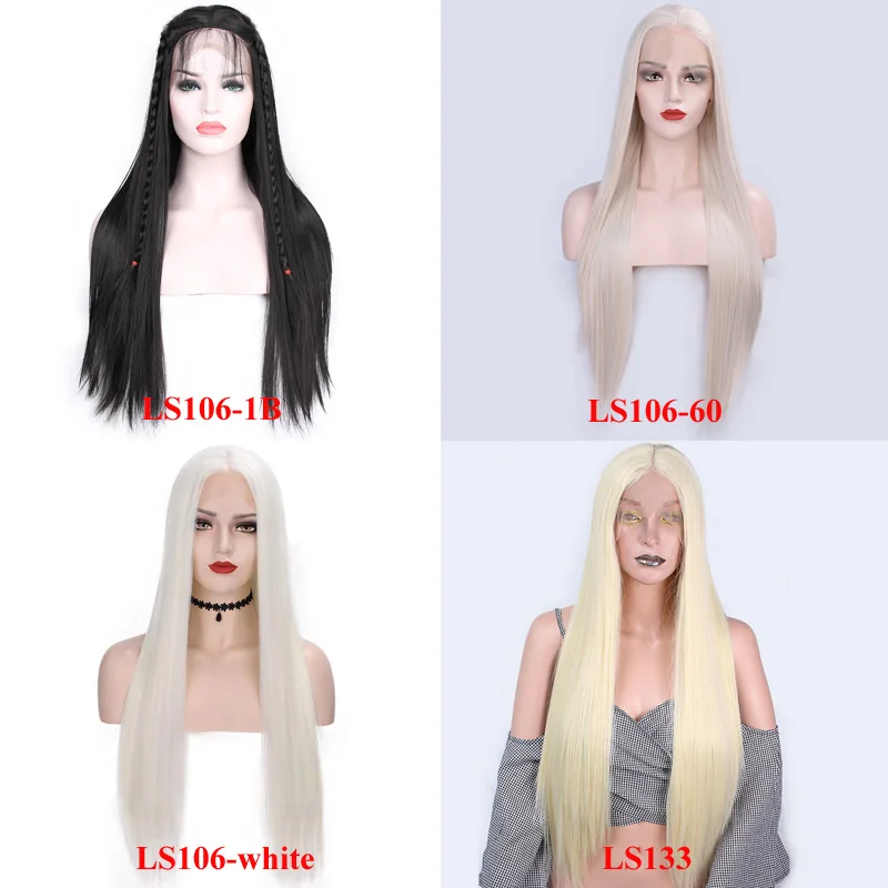 AISI BEAUTY 26 дюймов длинный прямой черный парик с кружевом спереди синтетические парики для женщин с детскими волосами розовые высокостойкие волокна