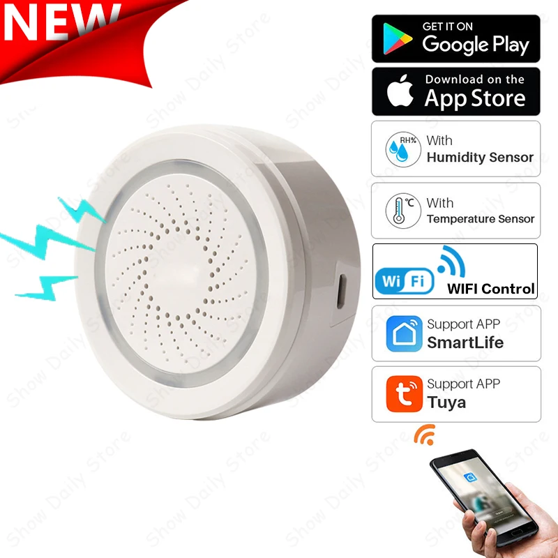 

Wi-Fi-Сирена 3 в 1 с датчиком температуры и влажности