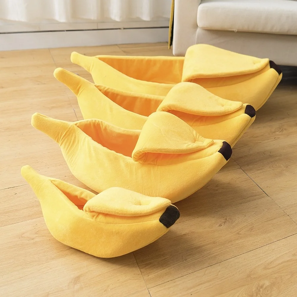 

Lovely Pet Beds Banana Shaped Cat Bed Soft Pet House Warm Breathable Dog Bed Cozy Puppy Kennel Funny Basket for Cats & Dogs