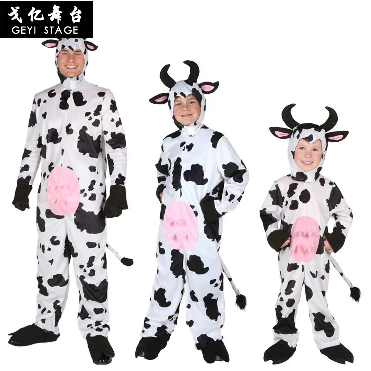 Adult Children Cow Cosplay Costumes New Arrival Funny Cow Jumpsuit for Carnival Party Using Cute Cow Pajamas Fancy Dress 5XL