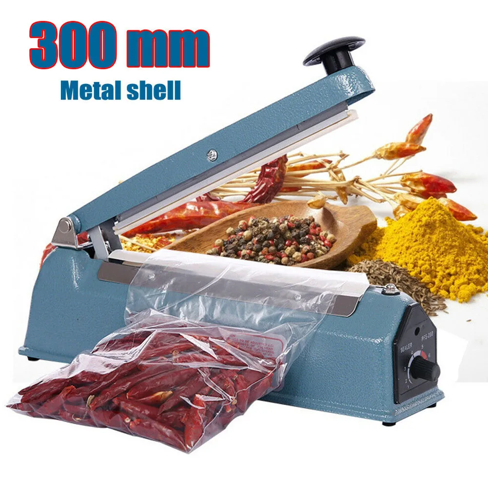 

1pc Metal Body 300mm 8-Model Impulse Heat Sealer Bag Sealing Machine Automatic Food Vacuum Packing 220V/400W Hand Pressure EU