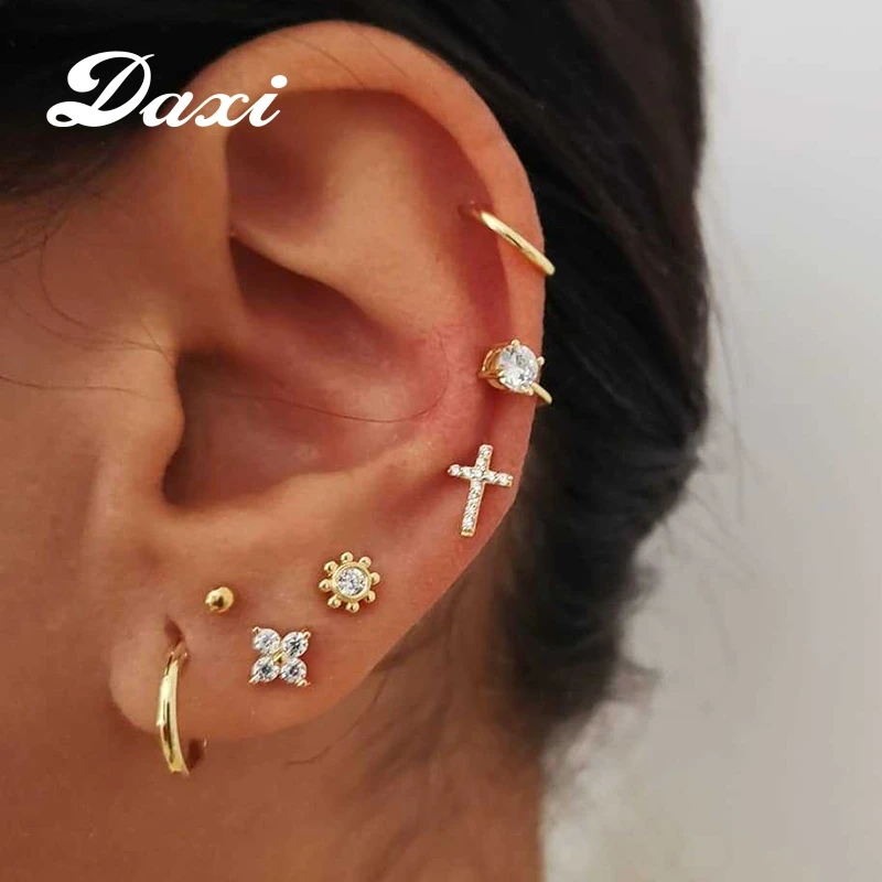 17IF 6pairs / Set серьги с жемчугом Модные женские гвоздики сережки кольца стиле бохо