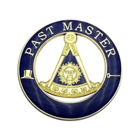 3 masonic car emblem gold blue past master auto truck motorcycle decal sticker badge with red adhesive