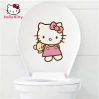 hello kitty simple environmental bathroom decoration self adhesive wall sticker cartoon waterproof toilet sticker