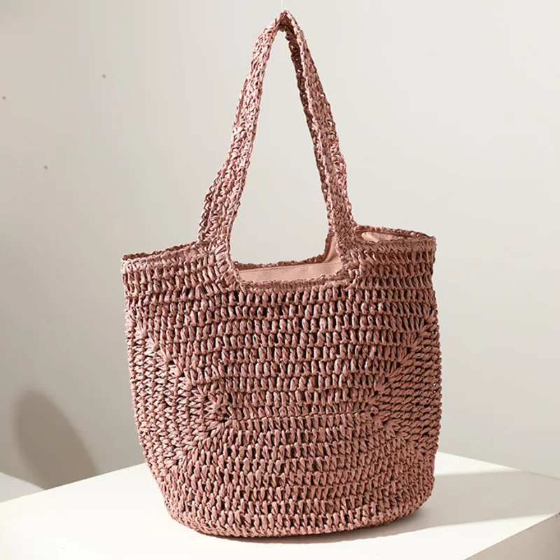 Соломенная Сумка на одно плечо портативная полукруглая плетеная сумочка большой