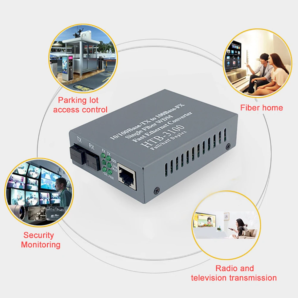 1 пара медиа конвертер HTB-3100 волоконно-оптического одномодового одиночного