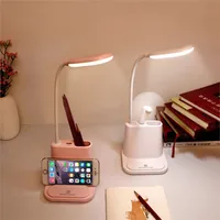 New LED Desk Lamp USB Charging Night Light 3-Level Dimmer Table Lamp With Pen Holder With Fan