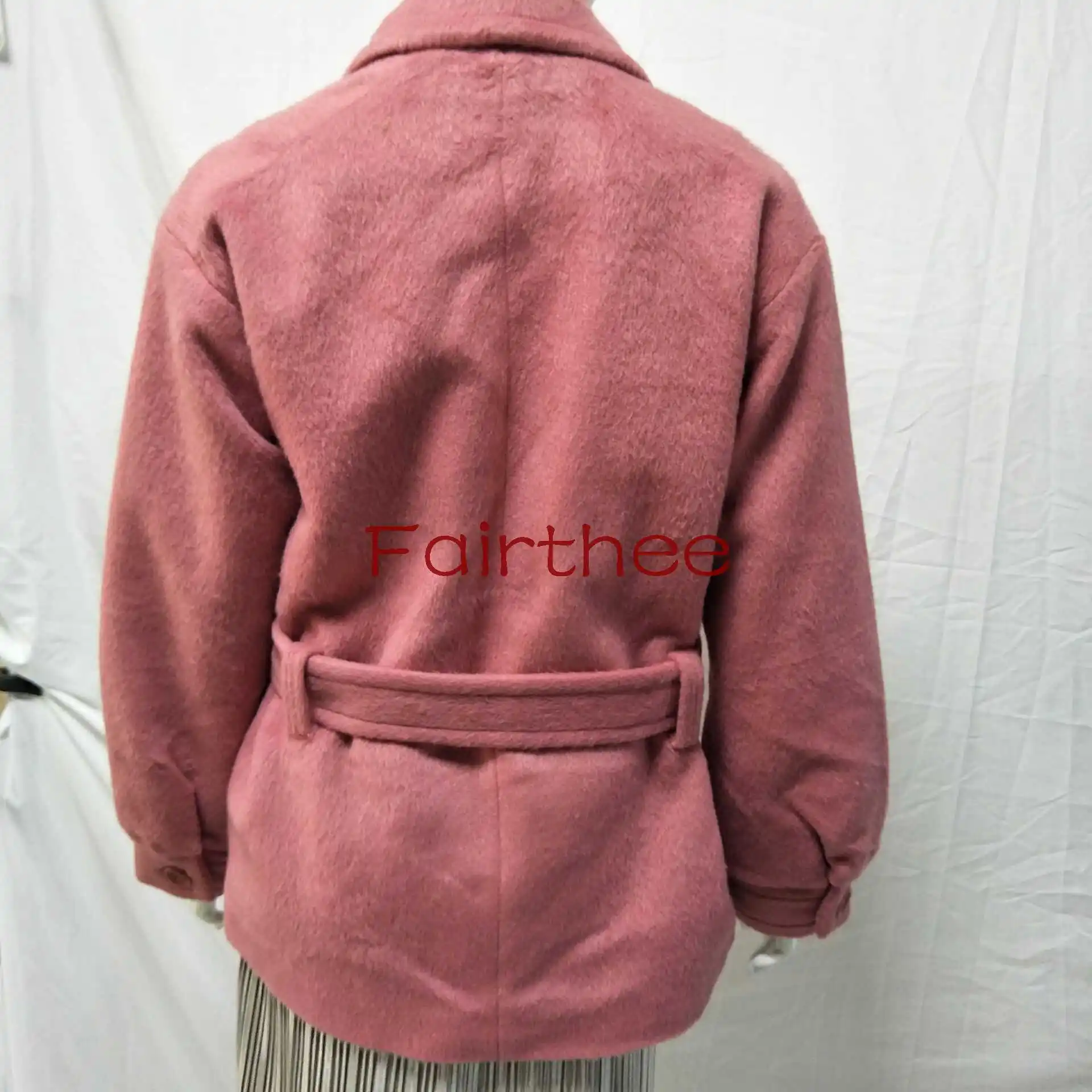 

2020 Autumn and Winter New Soft and Comfortable Wool Front Buckle Belt Coat Coat Women