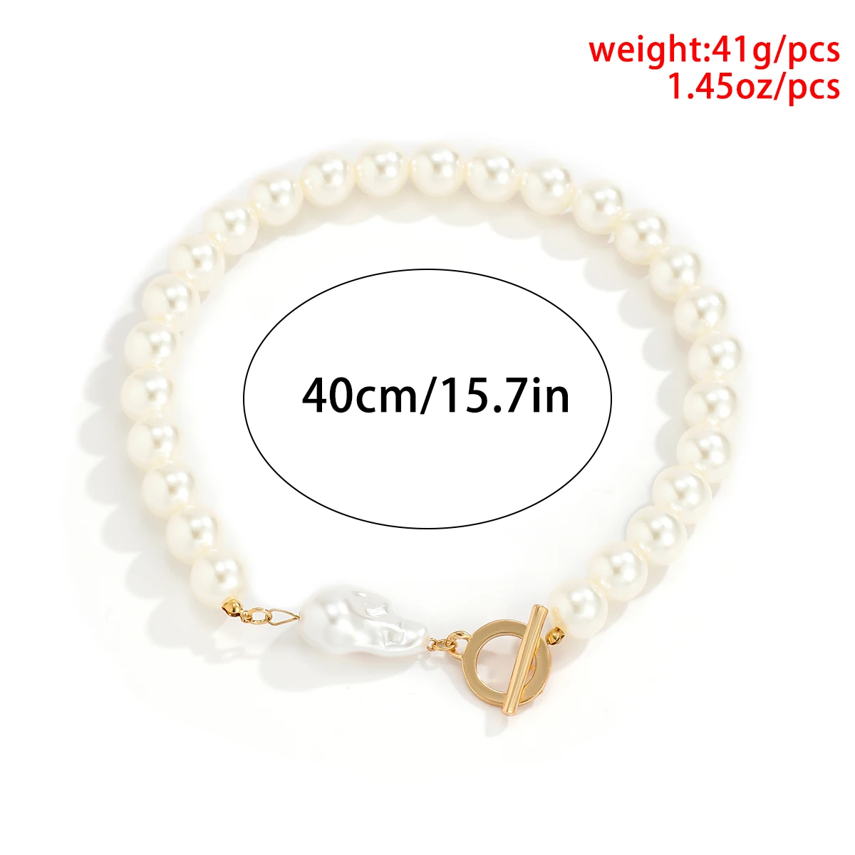 

Vintage Elegant Baroque Simulated Pearls Beaded Chain Choker Necklace For Women Fashion Geometric Round Toggle Clasp Jewelry