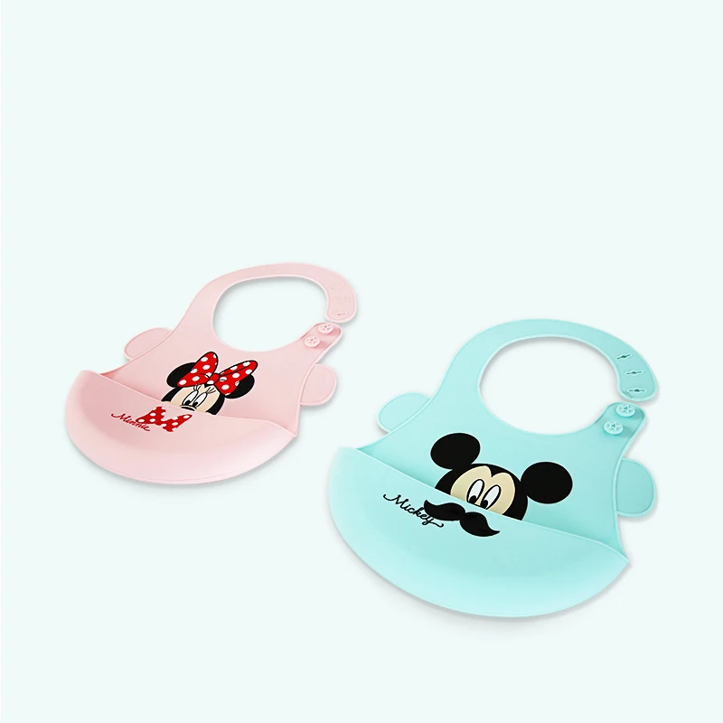 

Disney 2pcs Baby Stuff Waterproof Silicone Bib Feeding Baby Newborn Adjustable Baby Bibs Cartoon Aprons Adjustable Baby Bibs