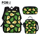 Многофункциональная школьная ранняя сумка FORUDESIGNS для мальчиков с рисунком авокадо, детская школьная сумка