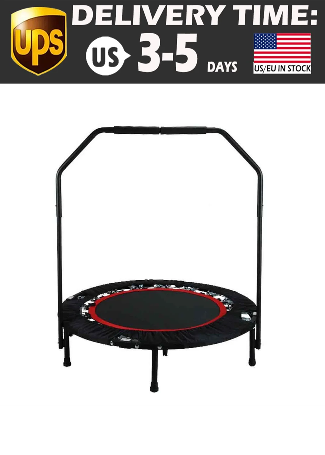 40 Inch Bevel Angled Trampoline With Handrail Round Portable Foldable Adjustable Trampolines Max 135KG Load Jumping Rebounder