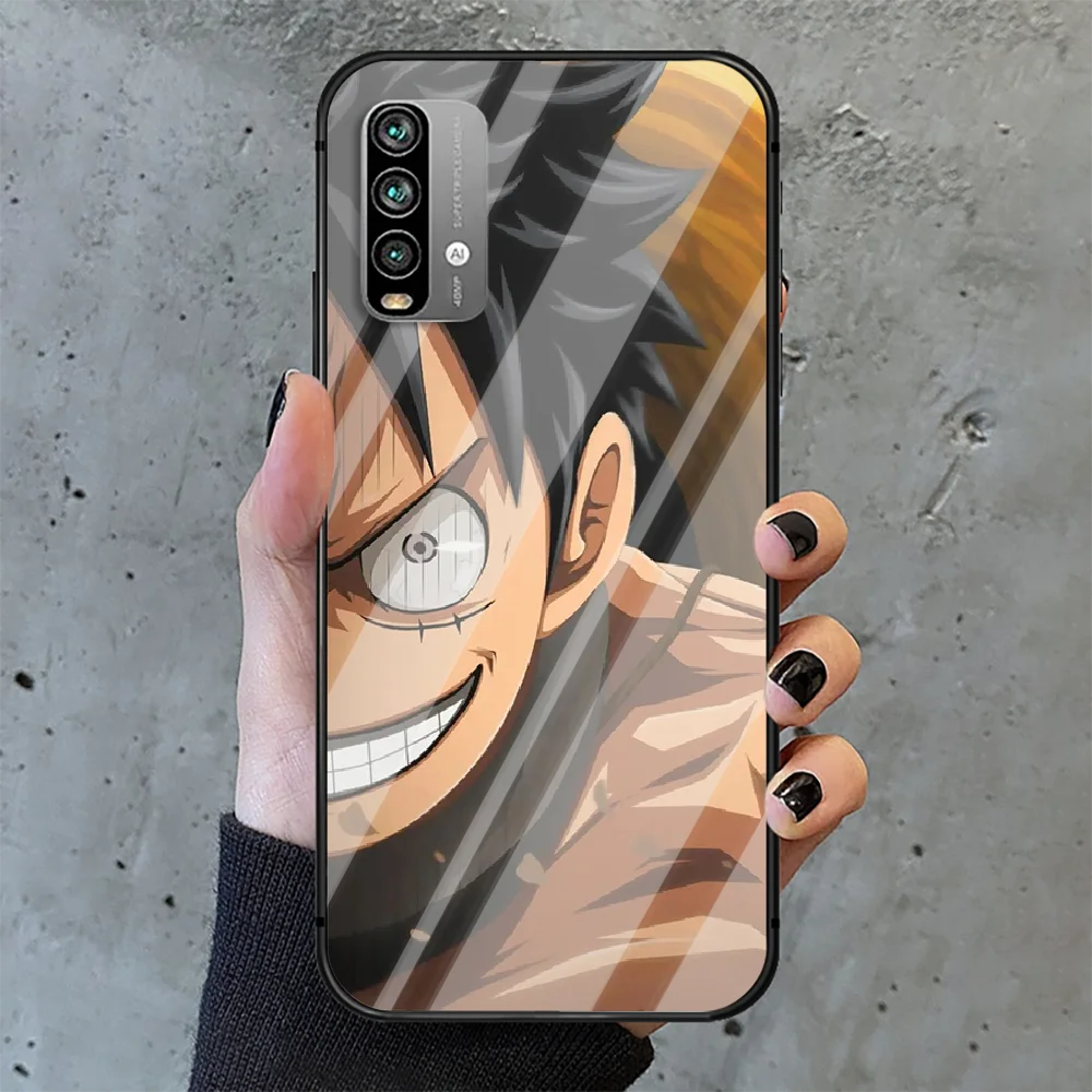 

One Piece Luffy Ace Phone Tempered Glass Case Cover For Xiaomi Redmi note k 7 8 9 10 30 40 A C T S Pro Back 3D Etui Fashion
