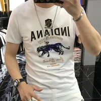 2021 summer new mens printed embroidered t shirt casual fashion leopard sequin short sleeve