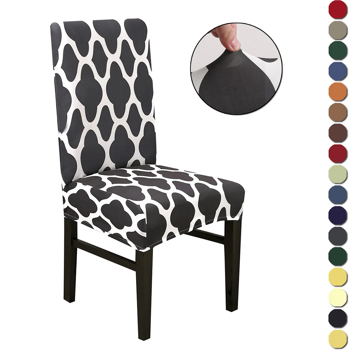 

Morocco Print Chair Cover Spandex Stretch Elastic Slipcover Chair Covers White For Dining Room Kitchen Wedding Banquet Hotel D30