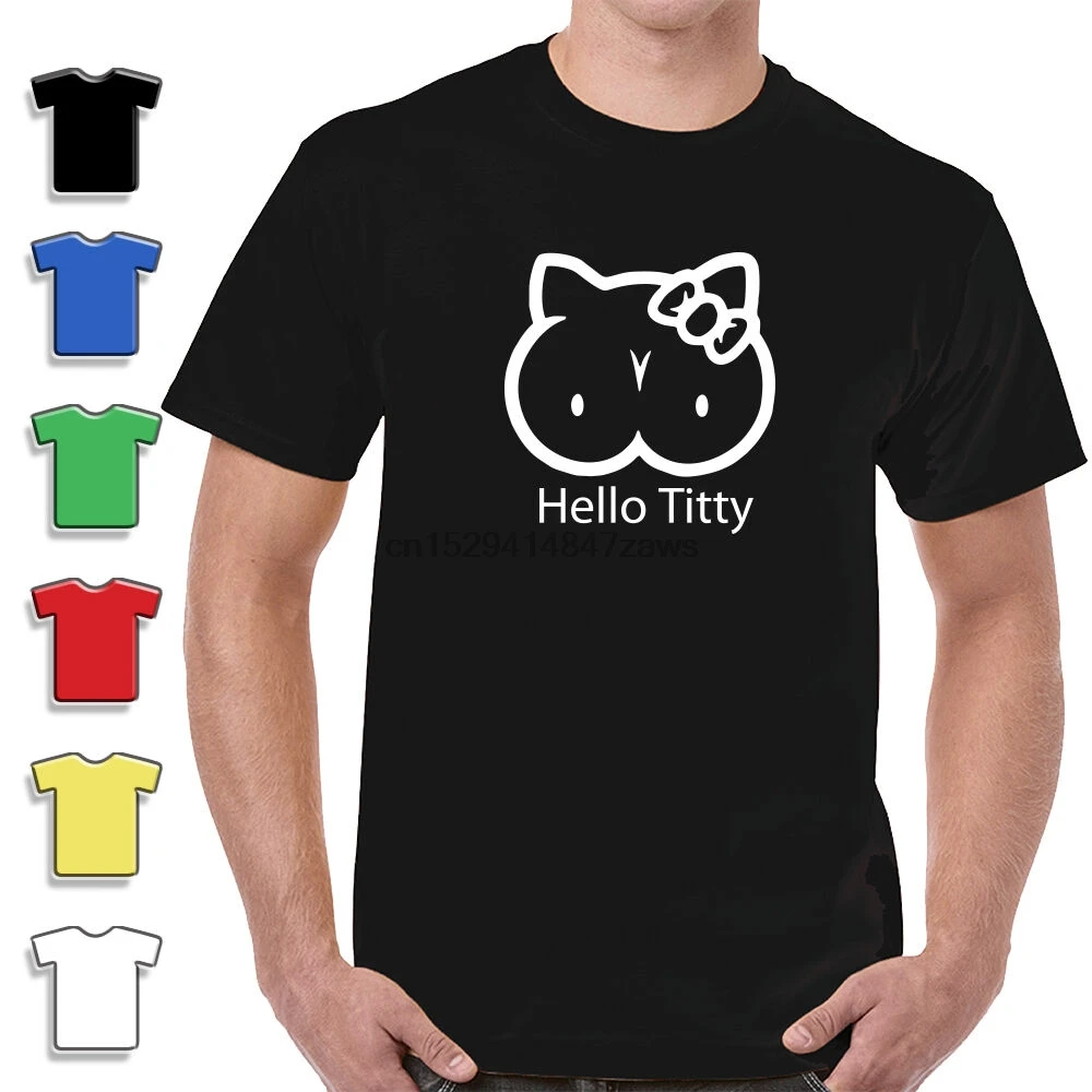 Футболка с надписью Hello Titty 100% хлопок | Мужская одежда