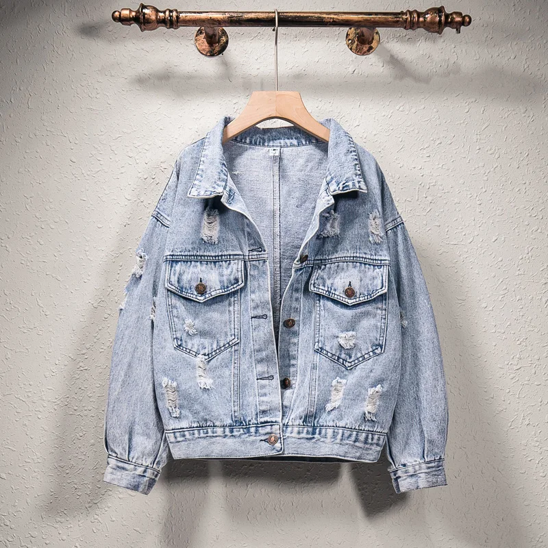 Женская джинсовая куртка свободного покроя размеры XL 2XL 3XL 4XL 5XL - купить по