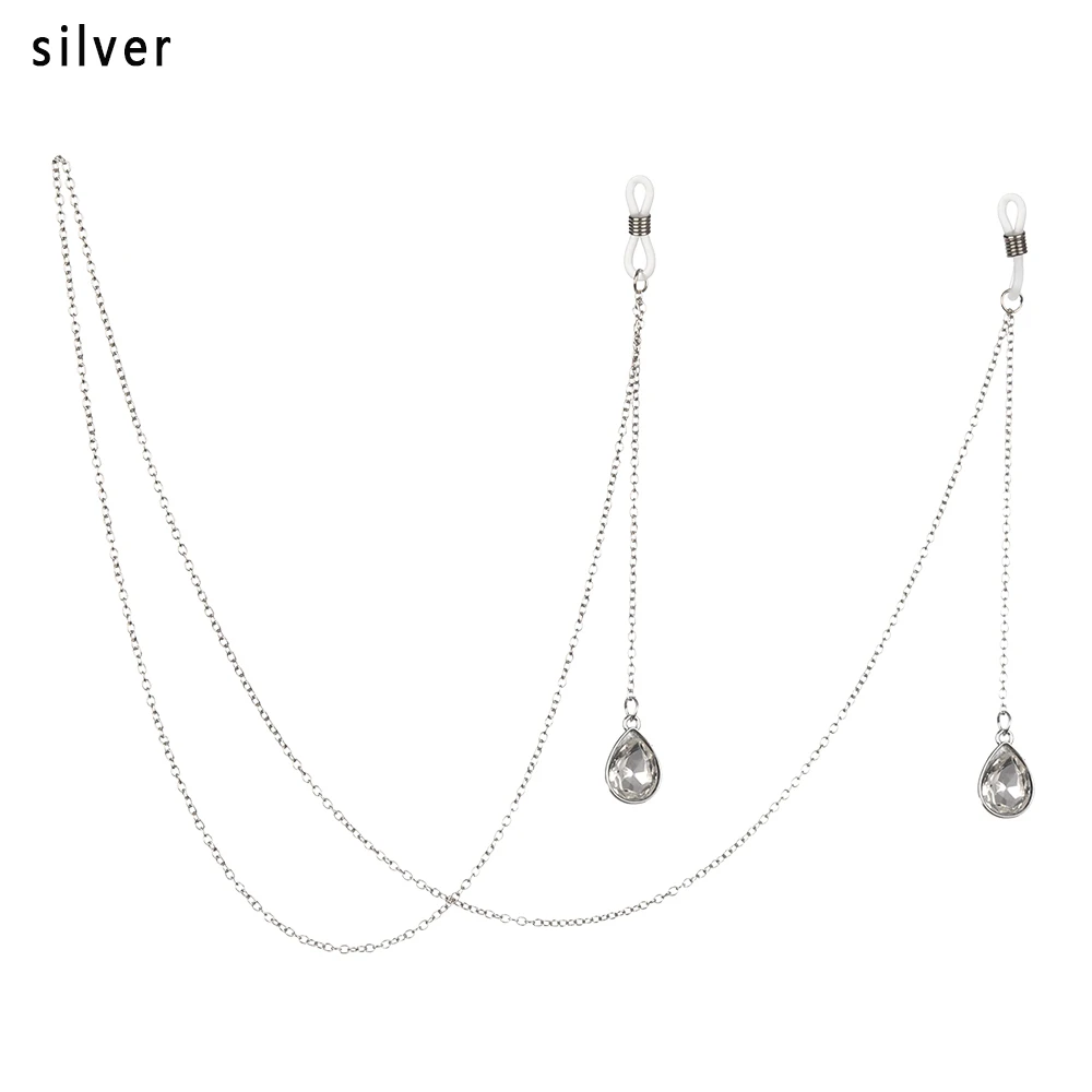 sliver 1 шт., новинка, модные рождественские очки, цепь Санта Клауса, рога, жемчуг, снежинка, металлический шнурок для очков, аксессуары для очков - Цвет: sliver