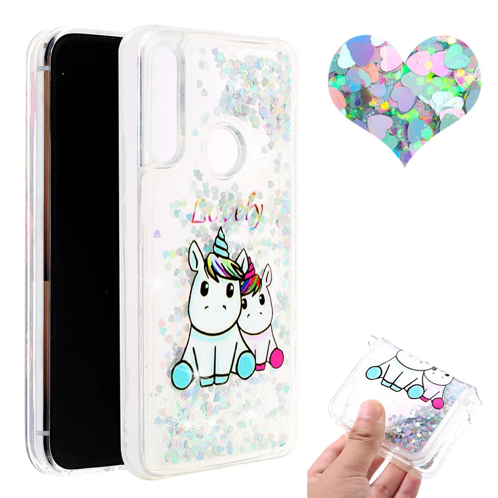 

Case For Huawei Honor 8A 8X 10 Lite P Smart Z P20 Lite Y6 Y9 Prime 2019 Case Glitter Liquid Transparent Soft Silicone Cover