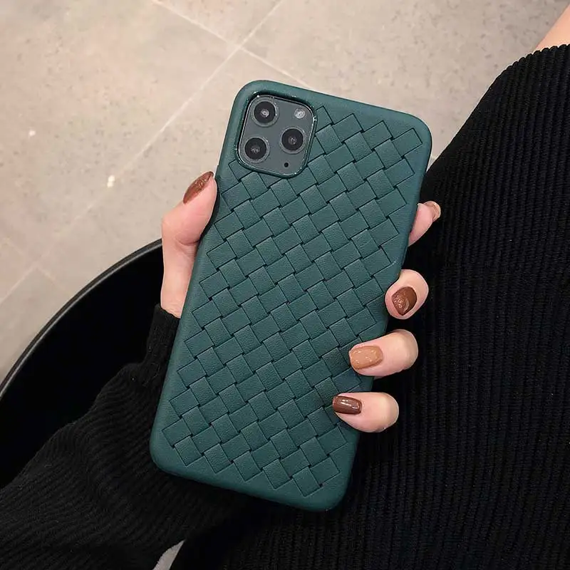 Ткацкий текстурный PU кожаный чехол для iphone 11 Pro Max apple 6 6s Plus 7 Plus 8 8Plus темно-зеленый чехол для телефона iphone XS Max X XR мягкий Coque Fundas